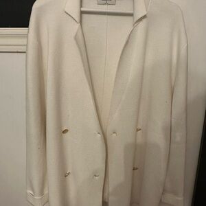 Aritzia white Double-Breasted Blazer with gold buttons